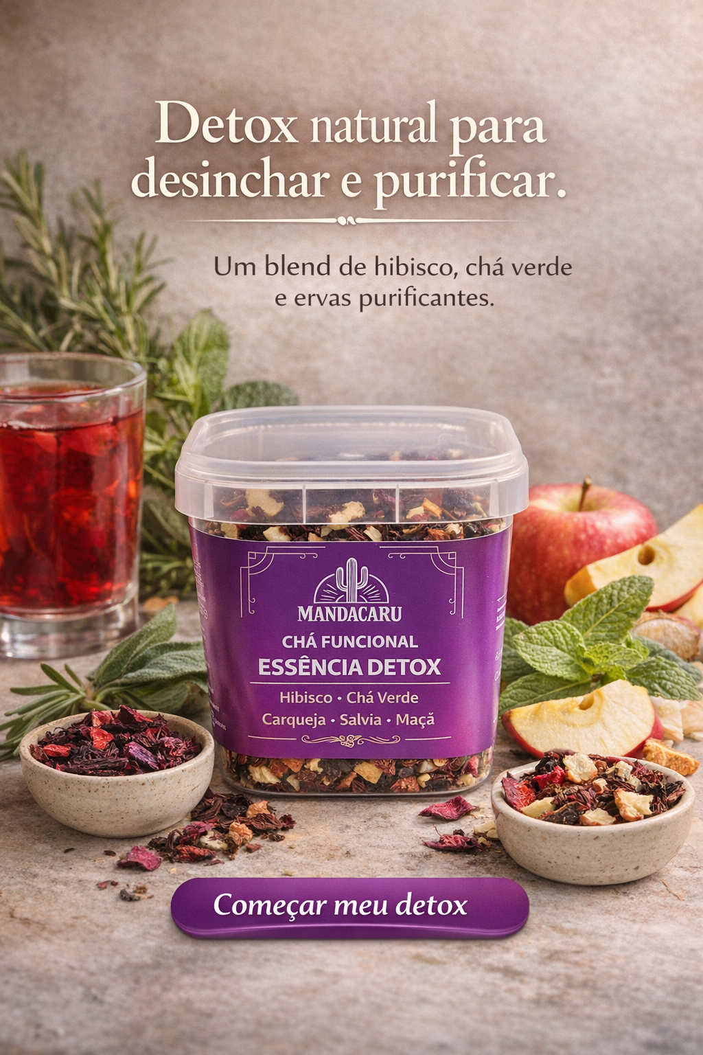 Chá Funcional Natural Mandacaru - Essência Detox - 50 g