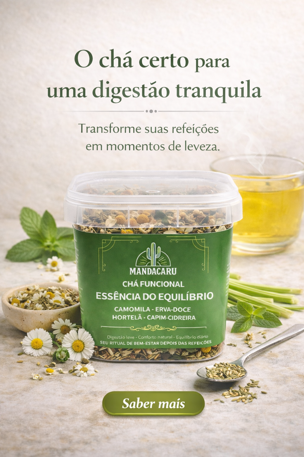 Chá Funcional Natural - Essência do Equilíbrio Digestivo - 20 g