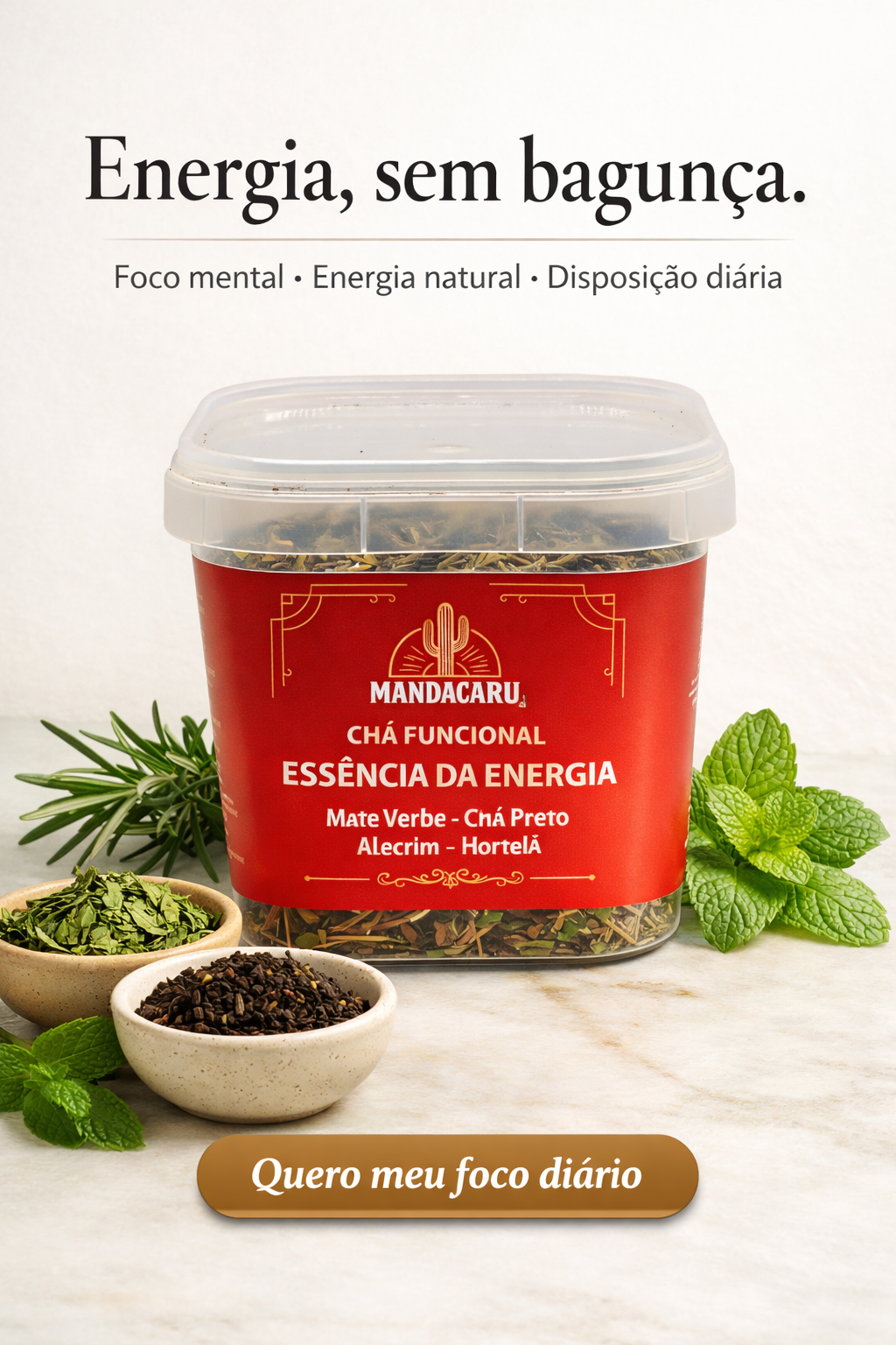 Chá Funcional Natural Mandacaru - Essência da Energia - 50 g