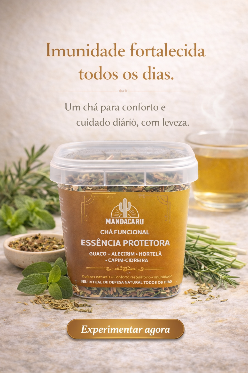 Chá Funcional Natural Mandacaru - Essência Protetora da Imunidade - 35 g