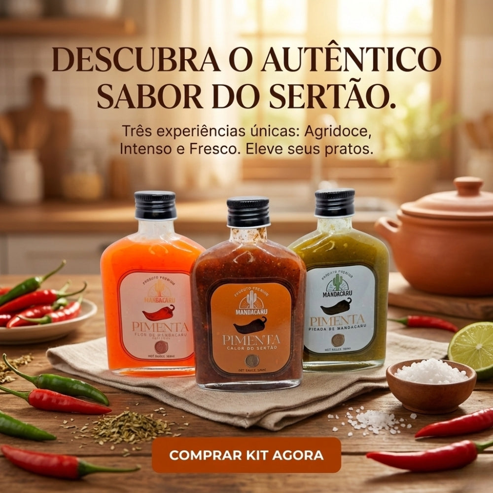 Kit de Pimentas Artesanais Mandacaru – 3 Sabores – Edição Limitada