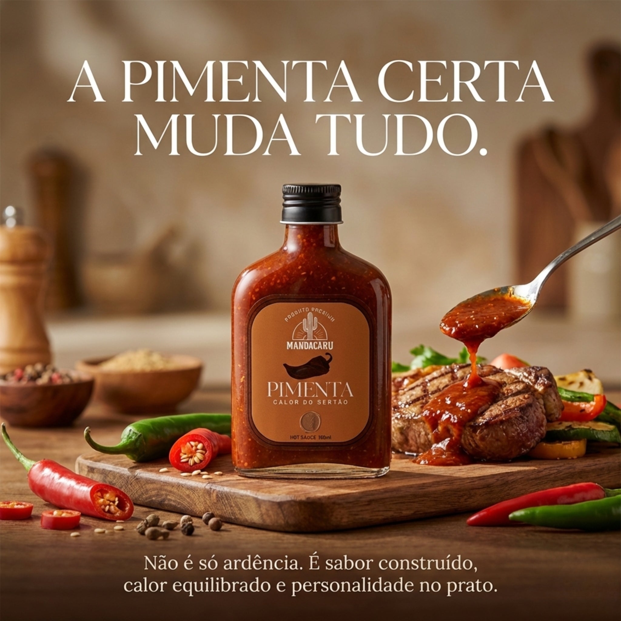 Molho de Pimenta Artesanal Mandacaru Calor do Sertão – Habanero e Chimichurri – 160 ml